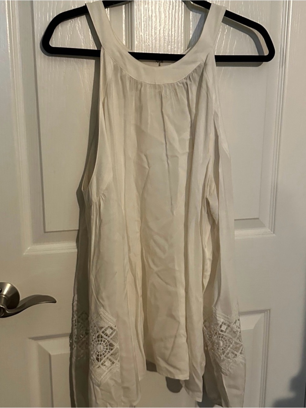 Express Cream Crochet-Trim Mini Dress